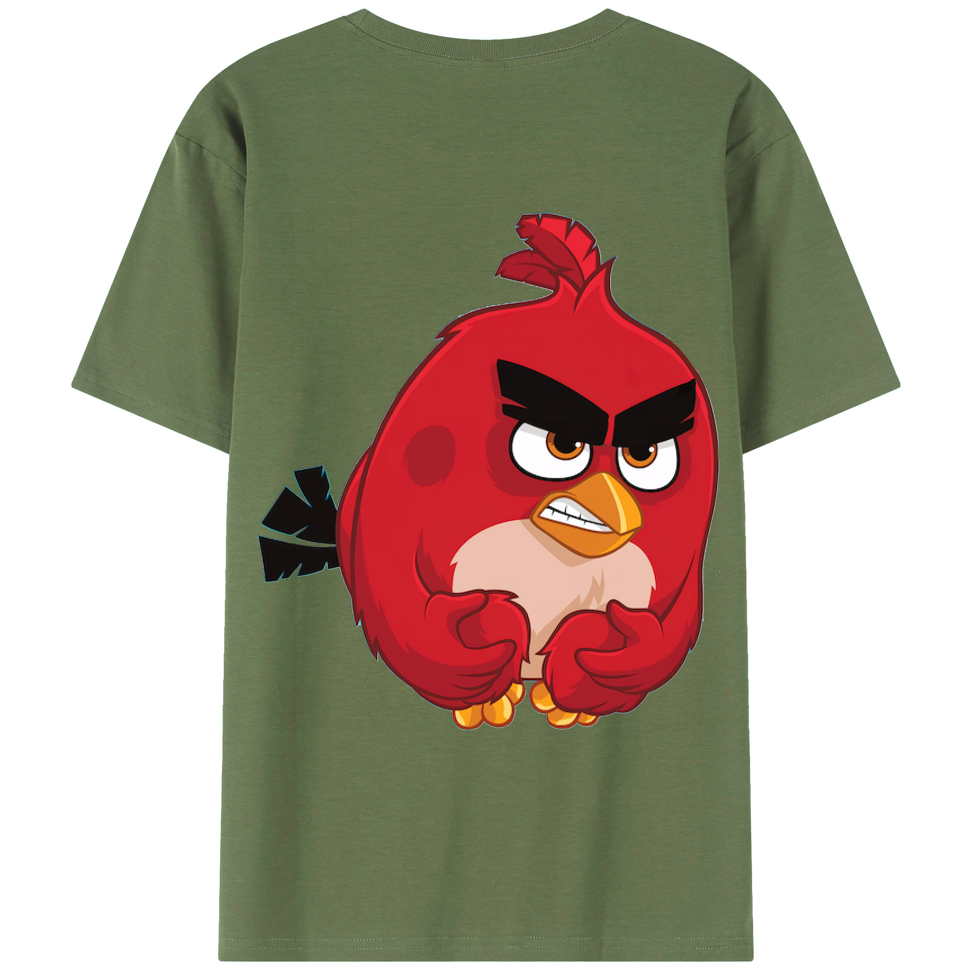 （画像用） Angry Birds アングリーバード 綿100％ メンズ半袖Tシャツ（バックプリント） 通気性